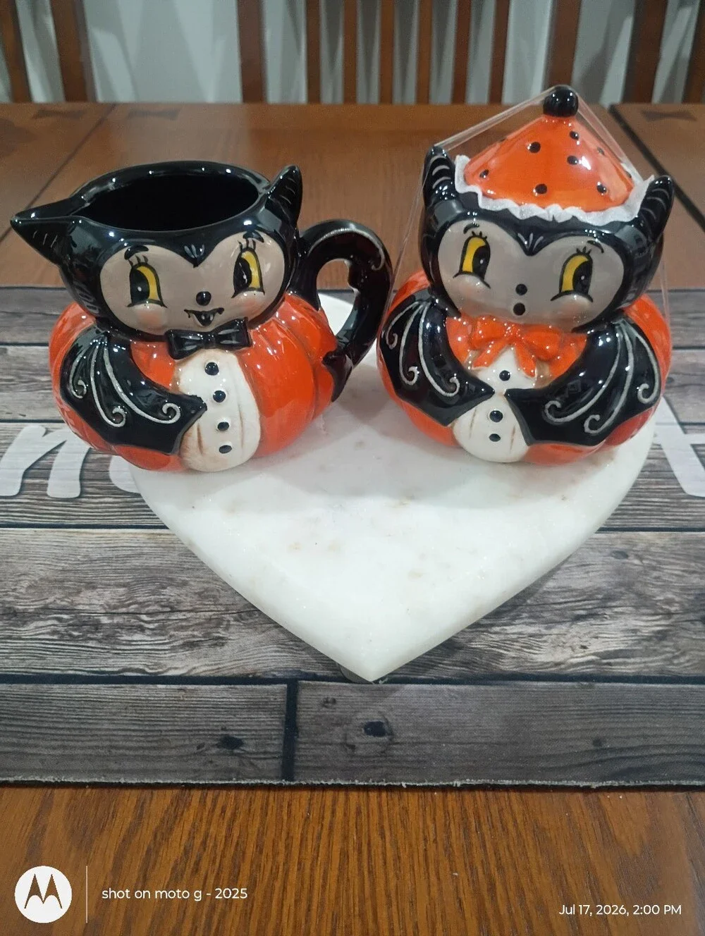 Johanna Parker Halloween Bat Set Sugar Bowl & Creamer